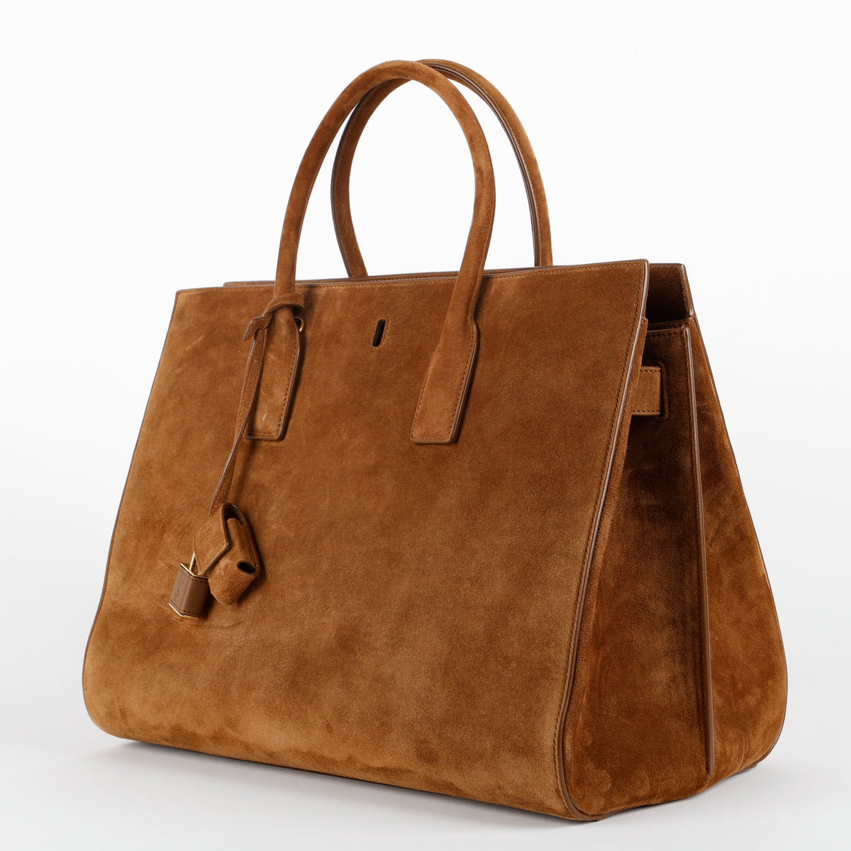 Large Sac de Jour East West, Brown Suede