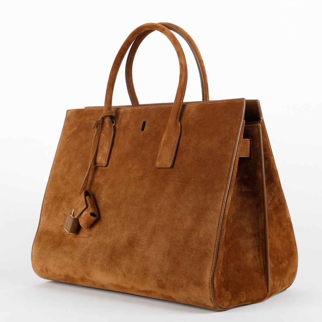 Large Sac de Jour East West, Brown Suede