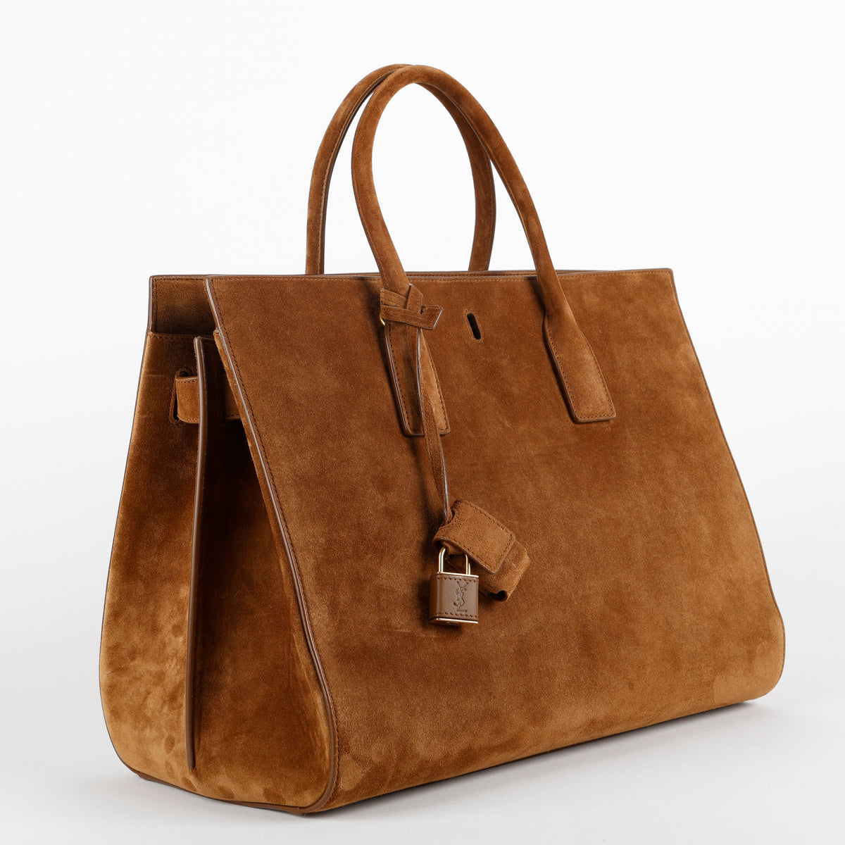 Large Sac de Jour East West, Brown Suede