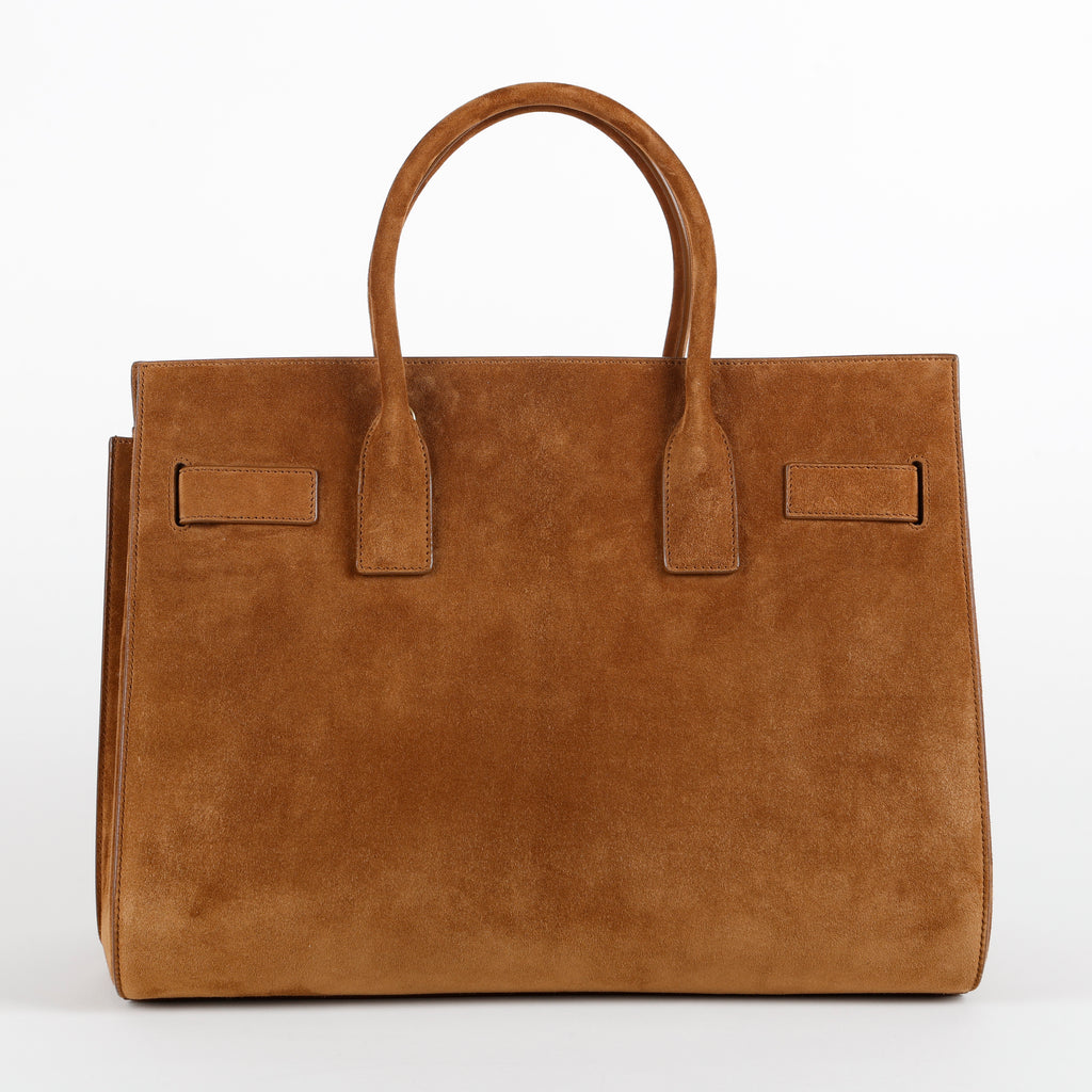 Large Sac de Jour East West, Brown Suede