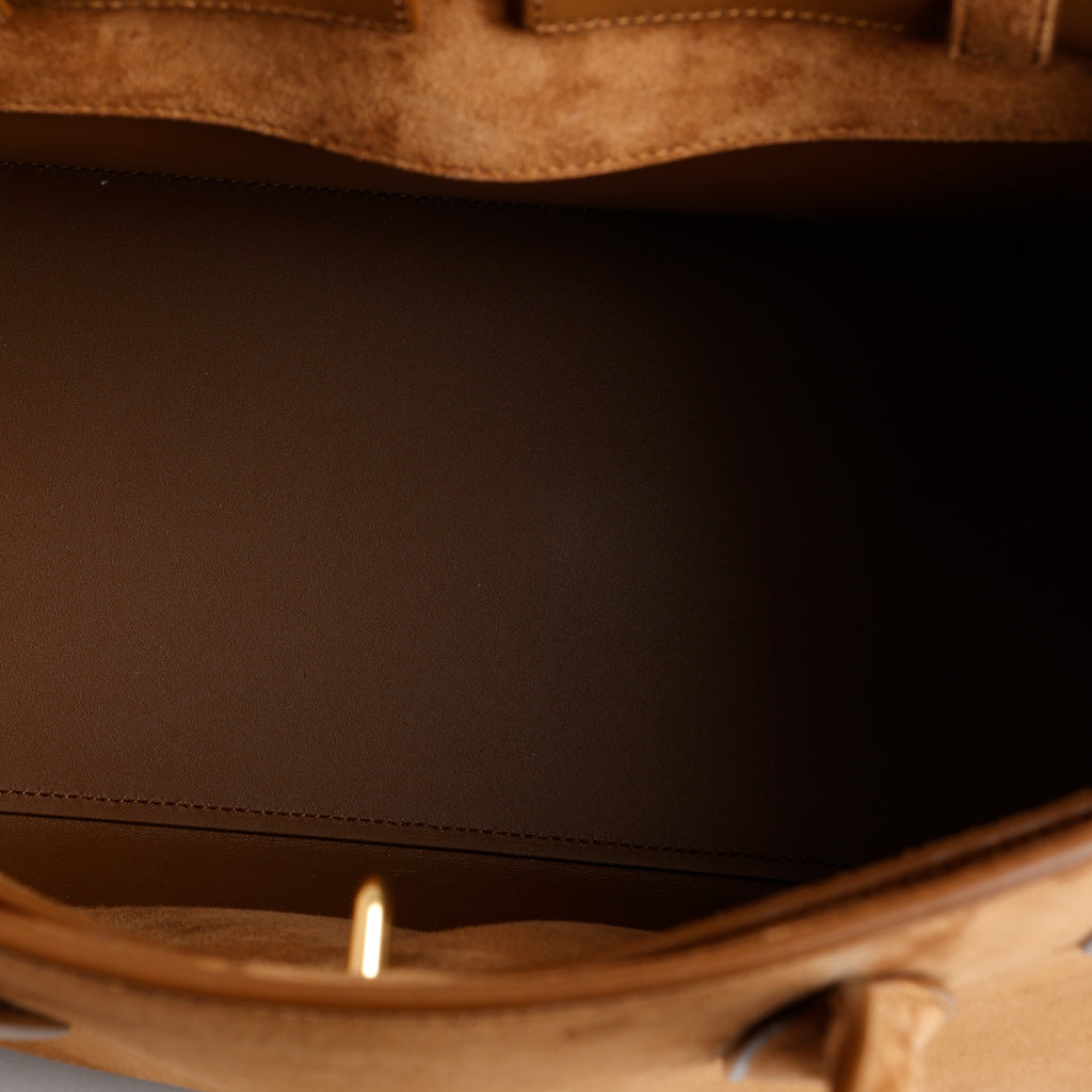 Large Sac de Jour East West, Brown Suede