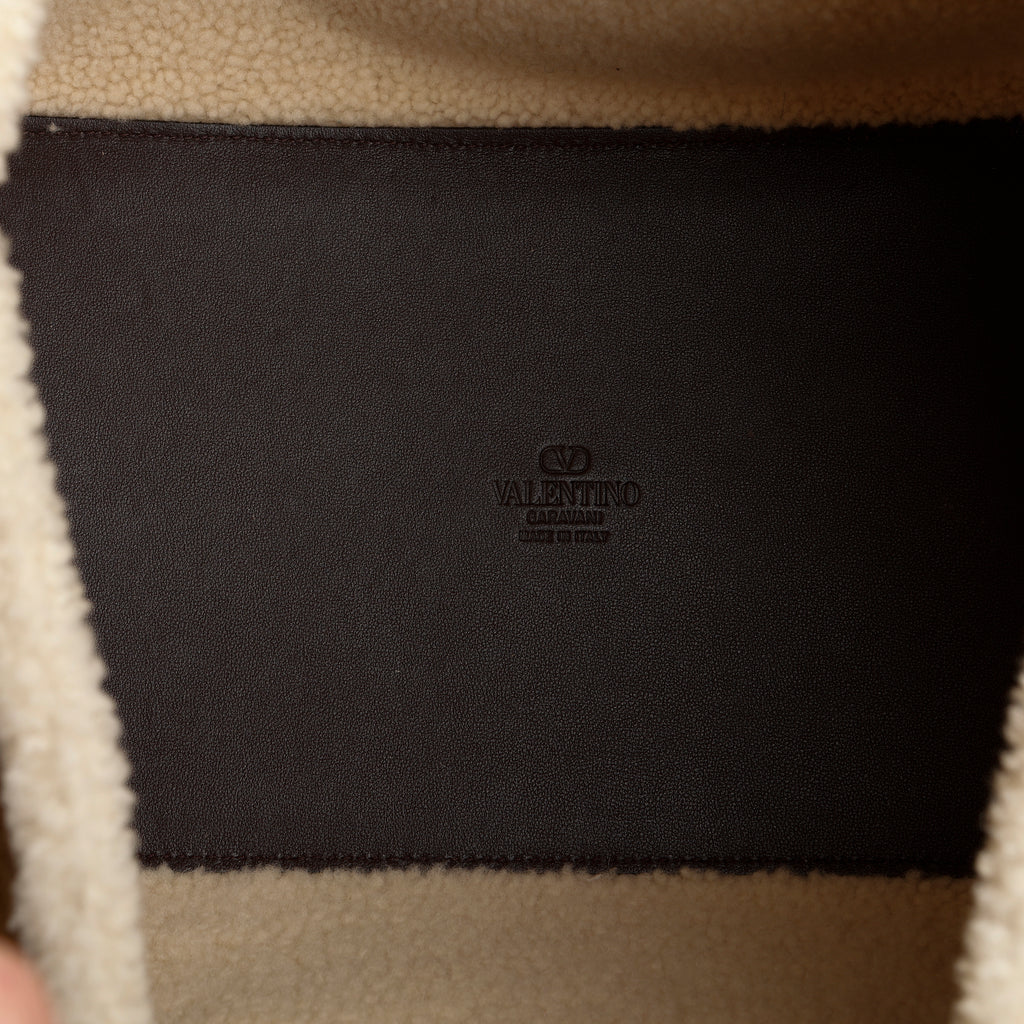 Medium Logo Satchel, Suede/Shearling