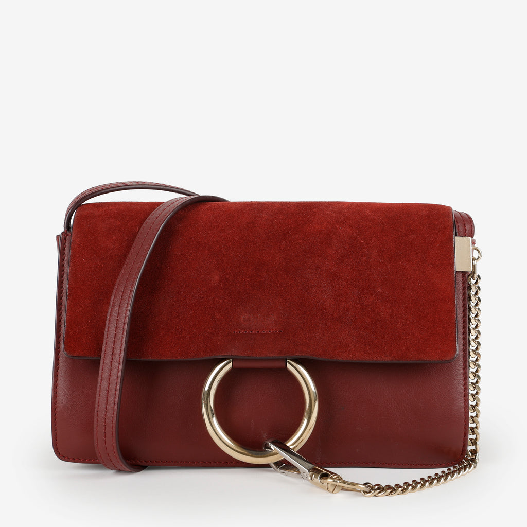 Small Faye Shoulder Bag, Burgundy