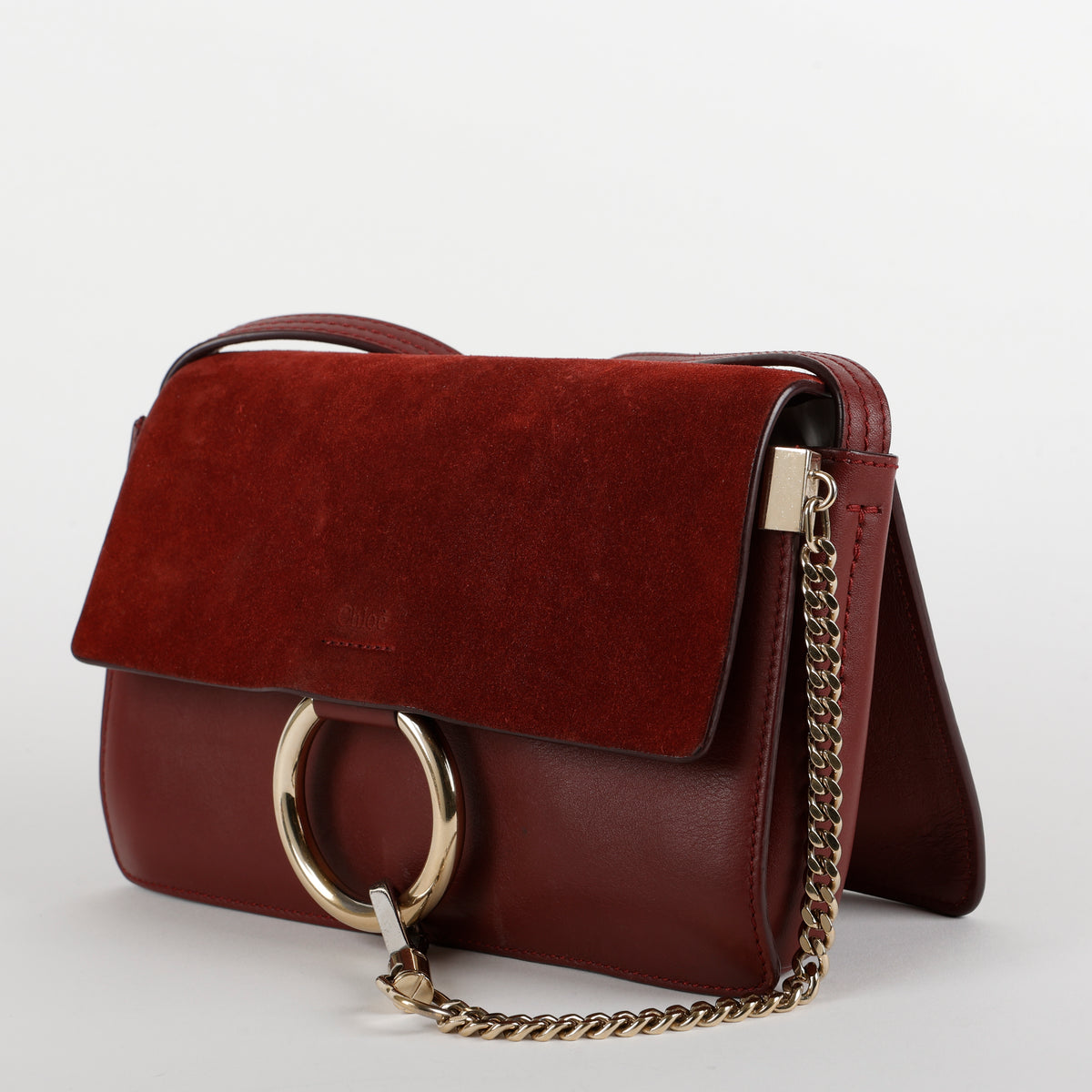 Small Faye Shoulder Bag, Burgundy