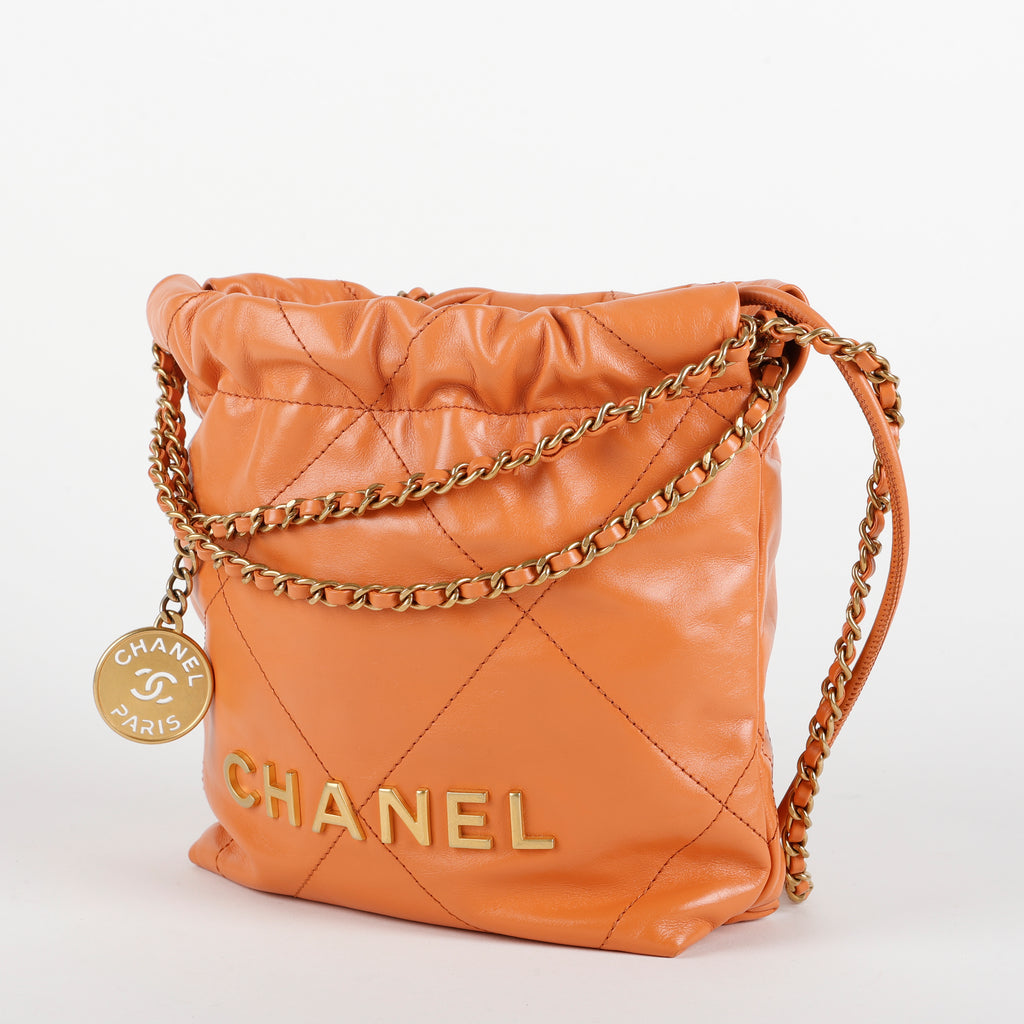 Mini 22, Orange Calfskin