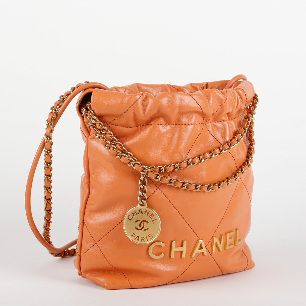Mini 22, Orange Calfskin
