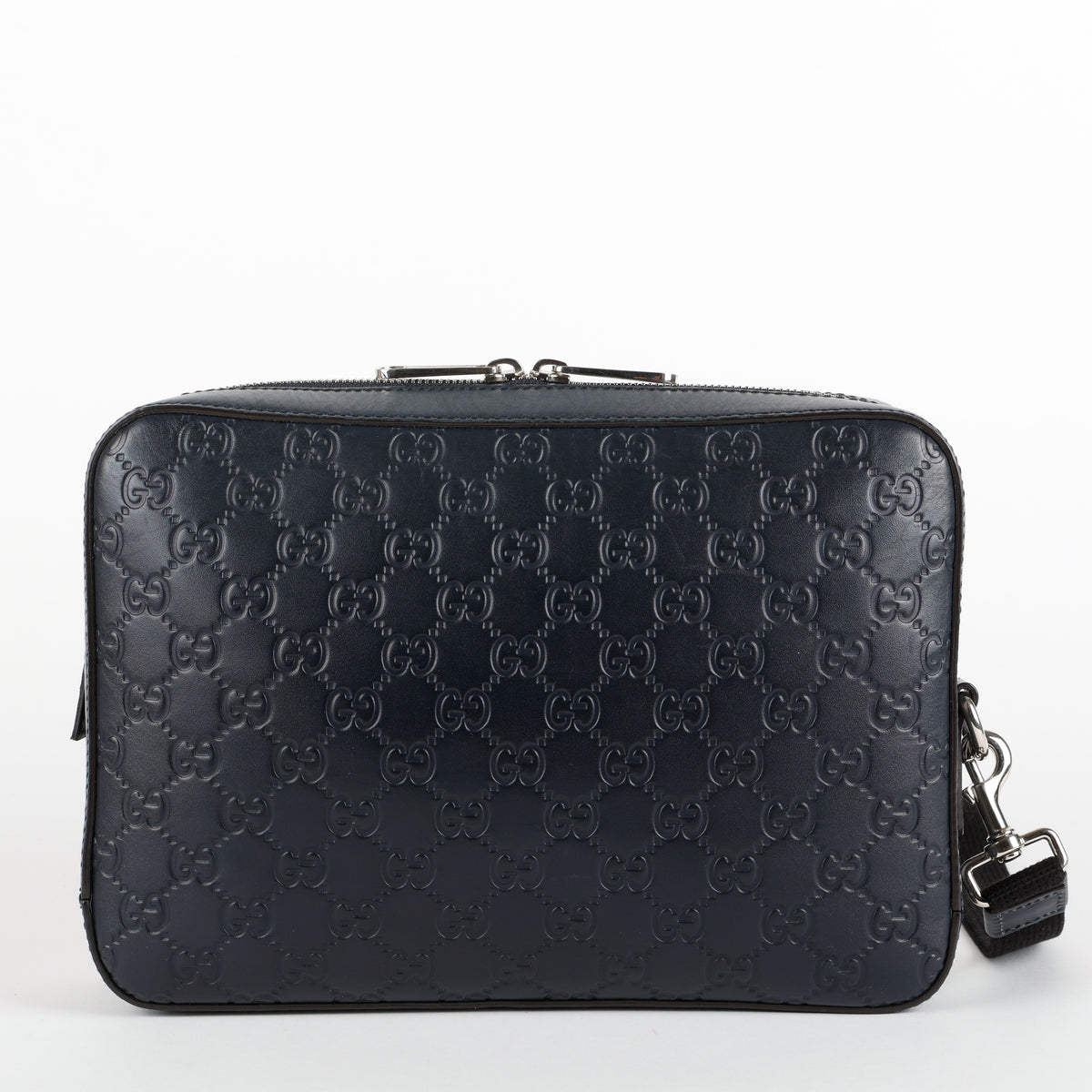 Zip Pouch Wristlet, Navy Guccisima