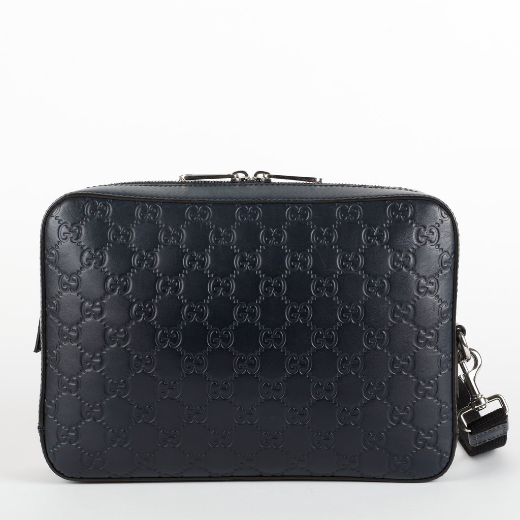 Zip Pouch Wristlet, Navy Guccisima