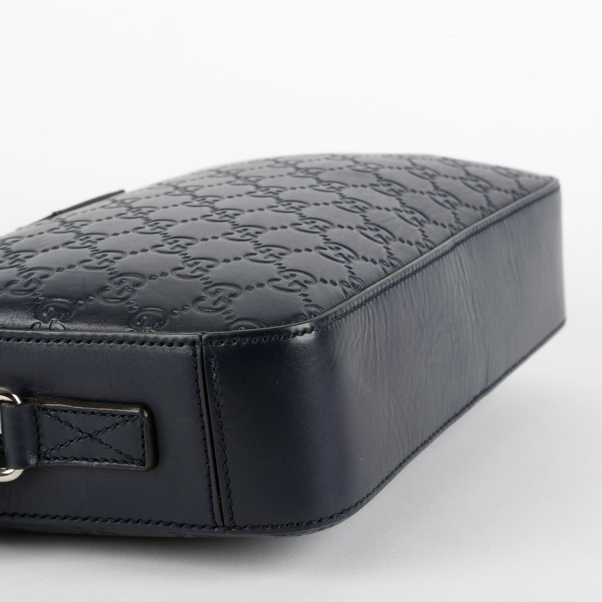 Zip Pouch Wristlet, Navy Guccisima