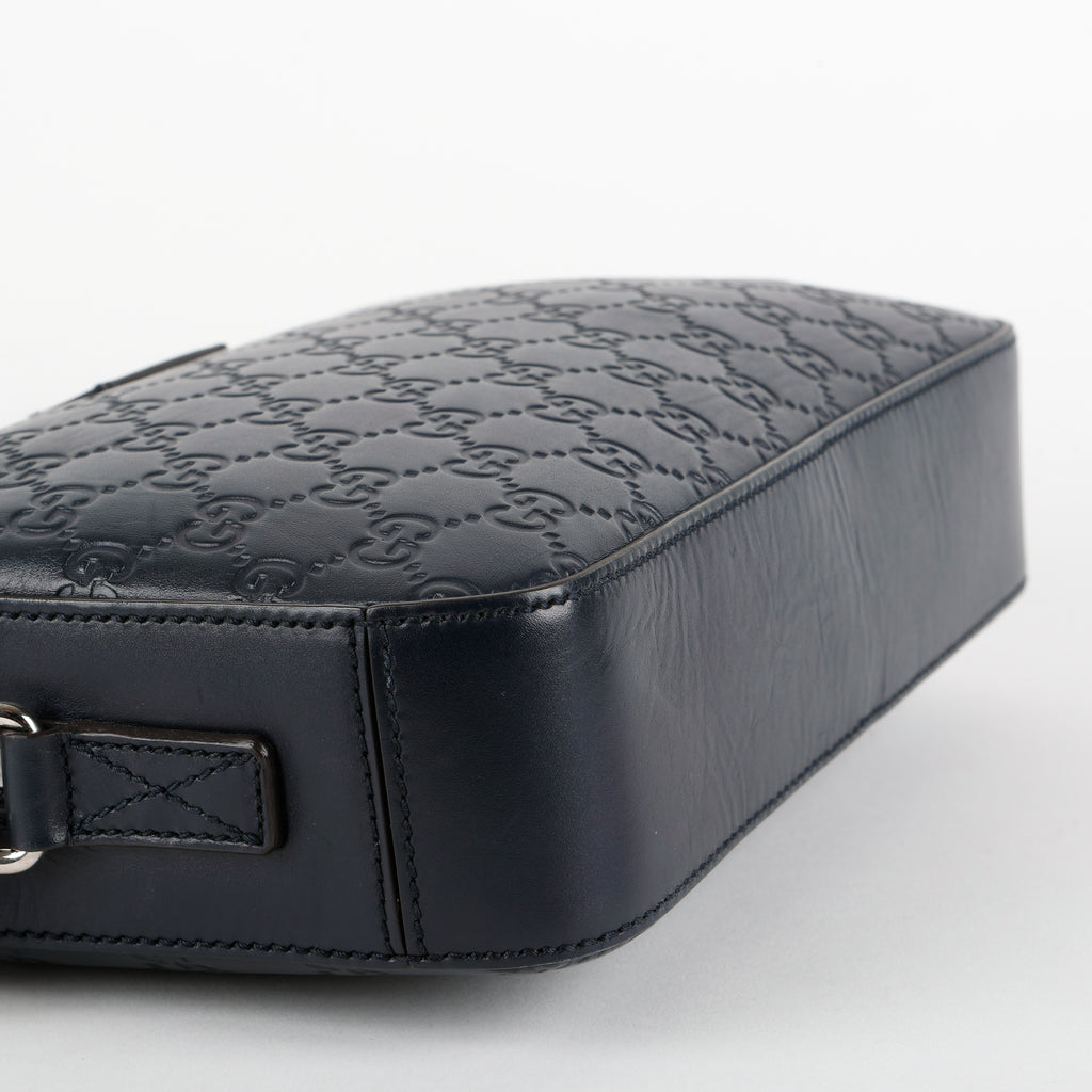 Zip Pouch Wristlet, Navy Guccisima