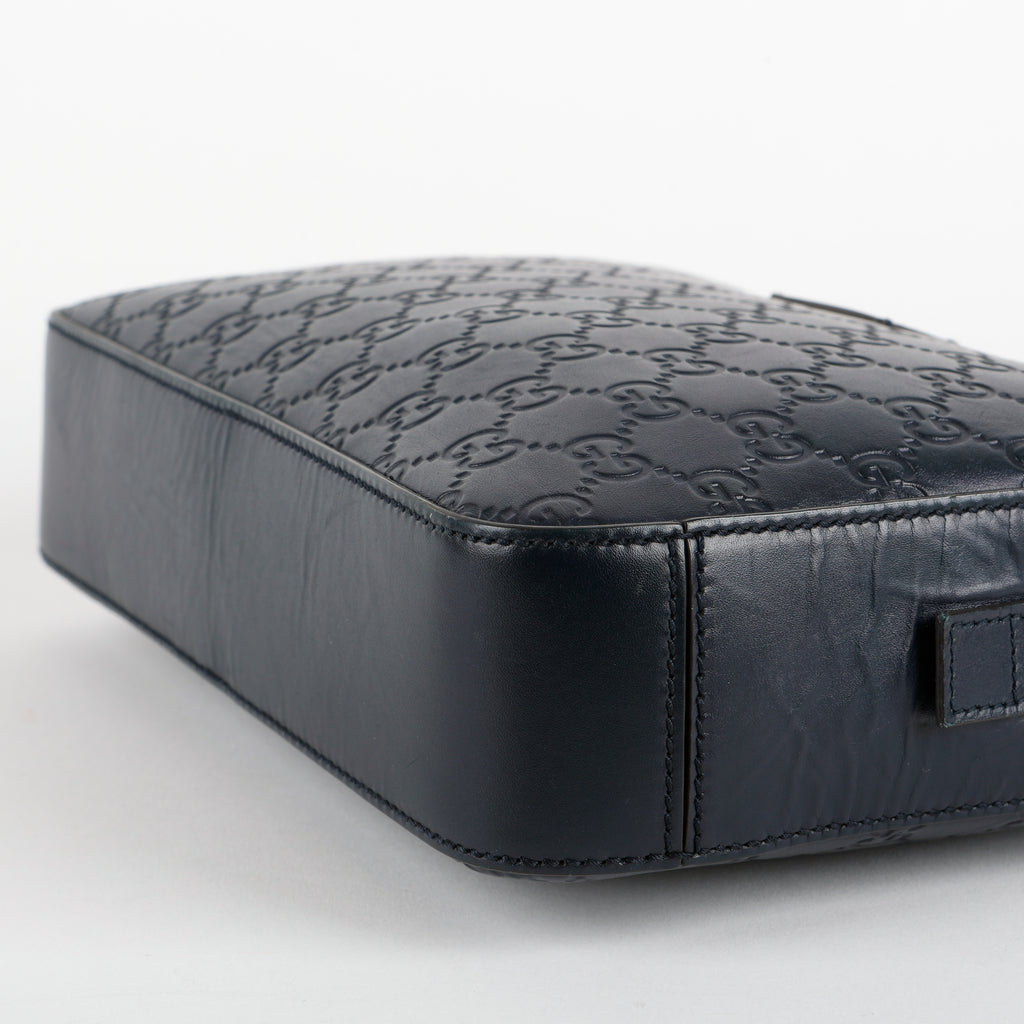 Zip Pouch Wristlet, Navy Guccisima