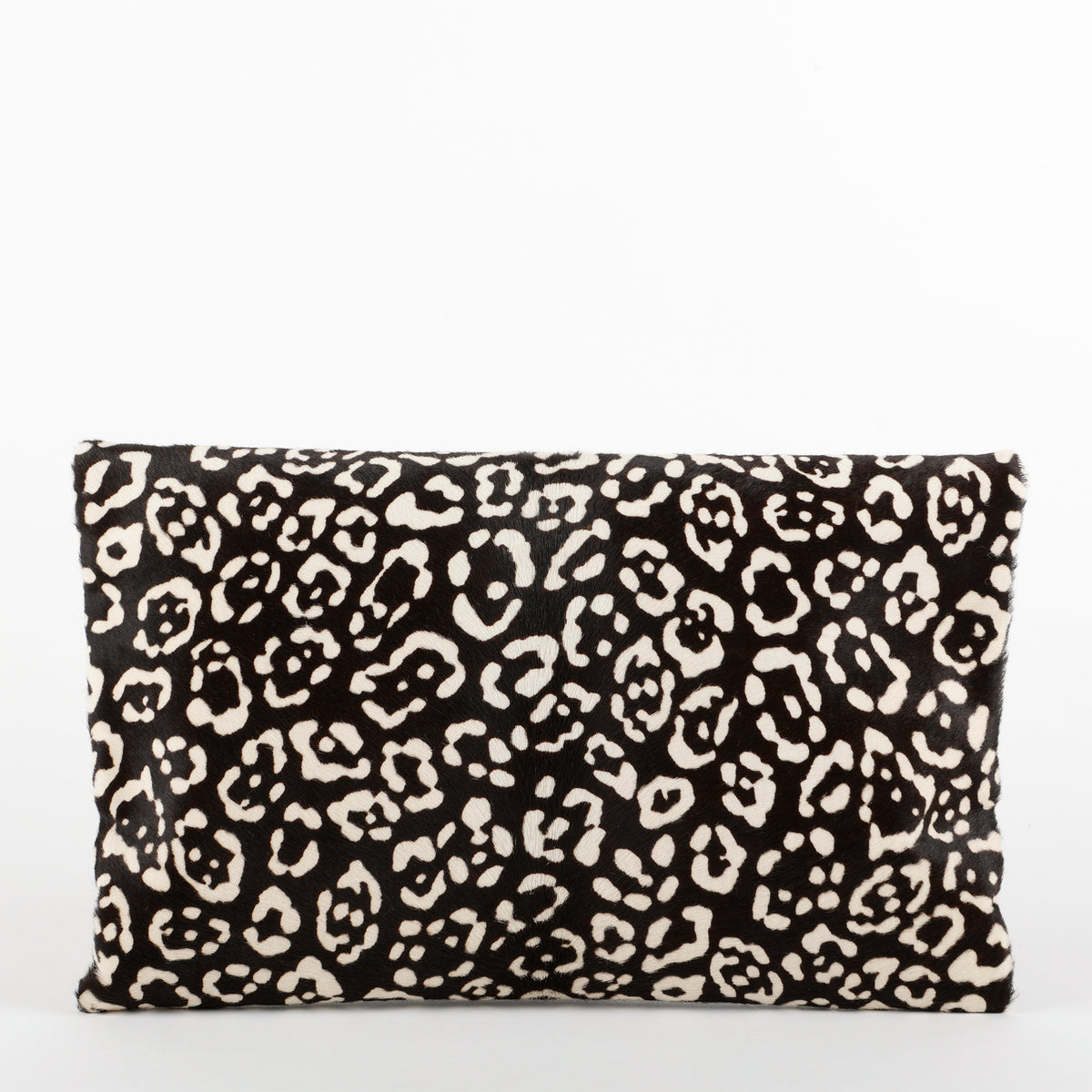 Flat Clutch,  Brown/White Leopard Pony Hair
