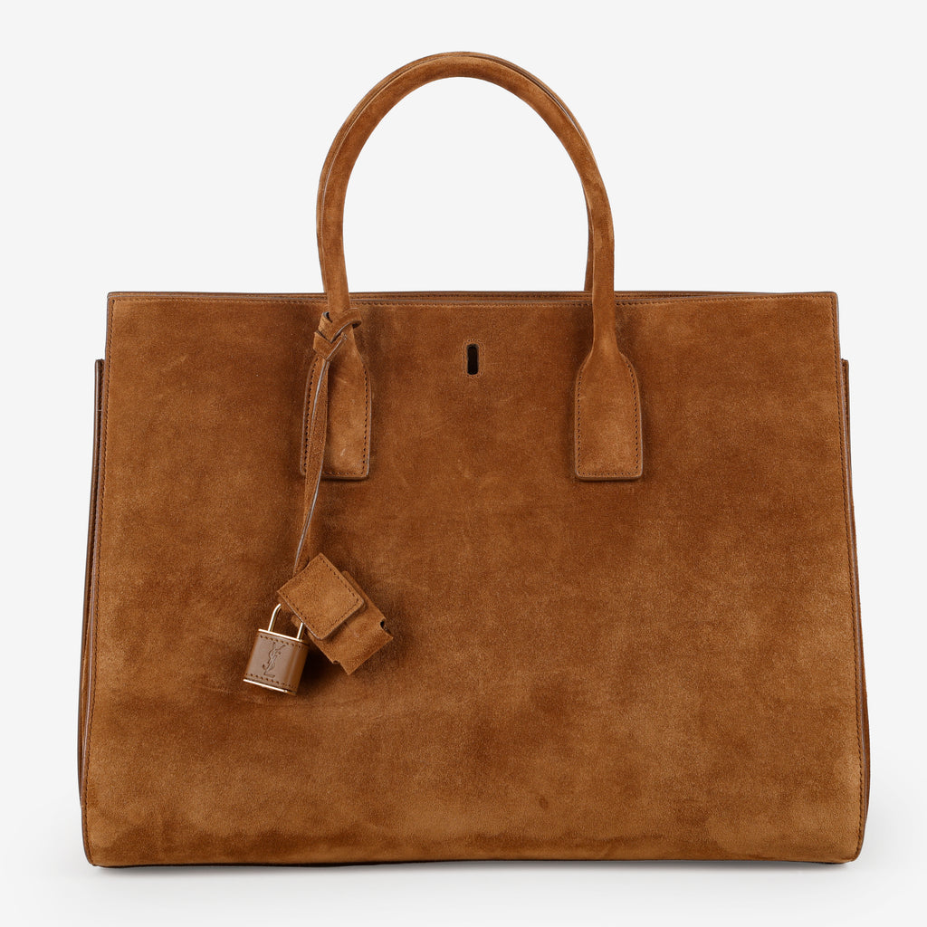Large Sac de Jour East West, Brown Suede