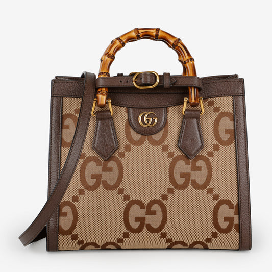 Jumbo GG Canvas Diana Tote, Bamboo
