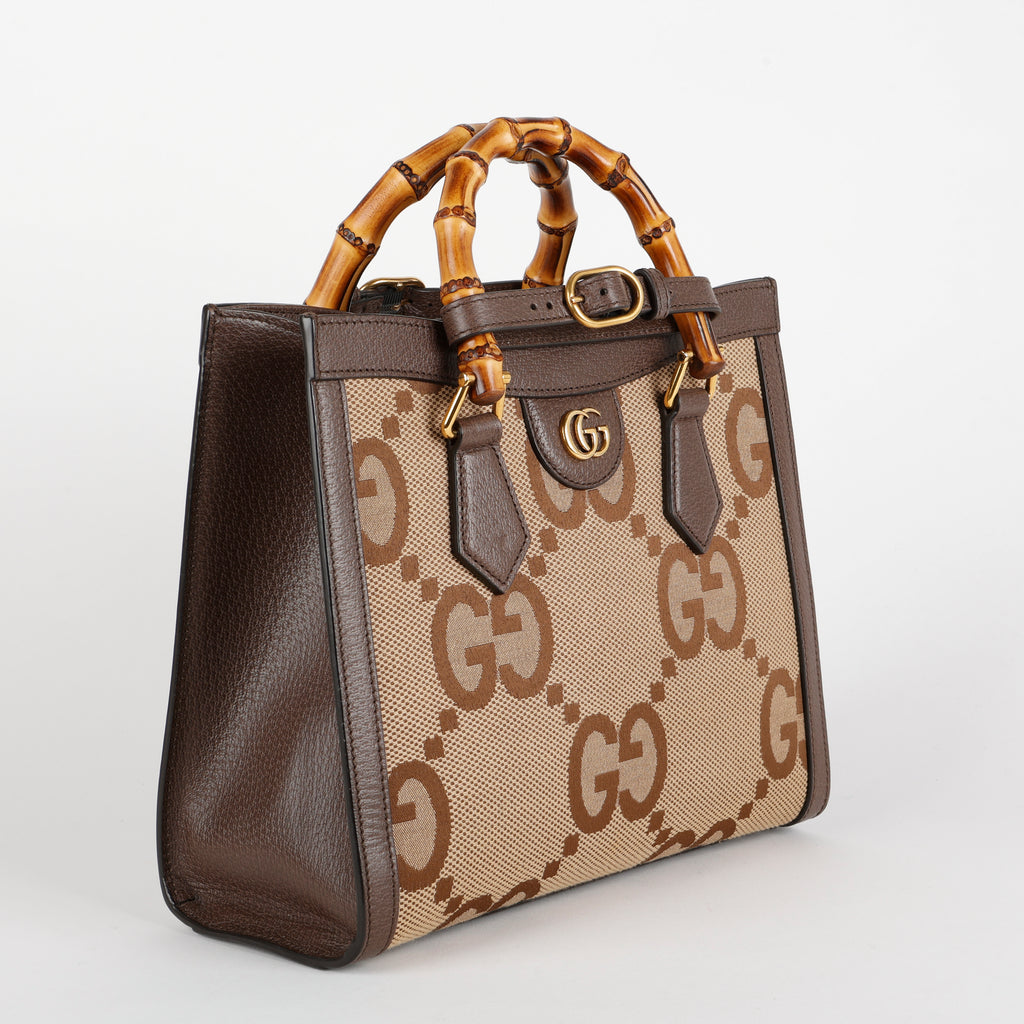 Jumbo GG Canvas Diana Tote, Bamboo