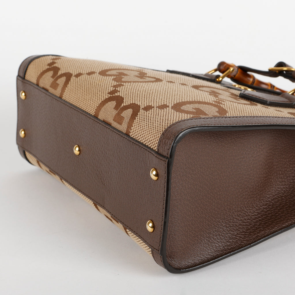 Jumbo GG Canvas Diana Tote, Bamboo