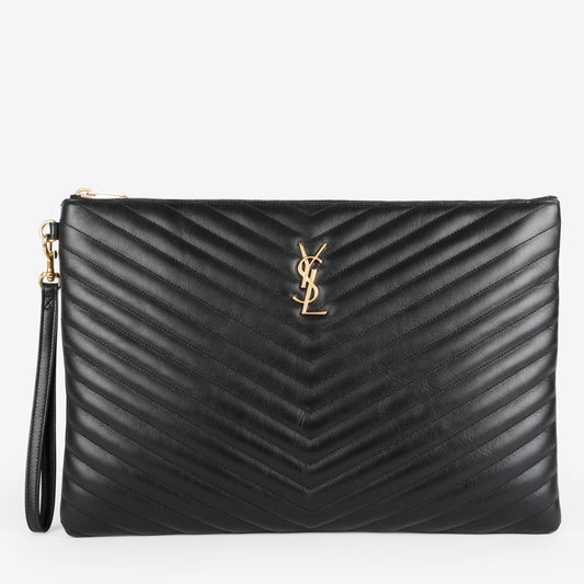 Large Cassandre Pouch, Black Calfskin