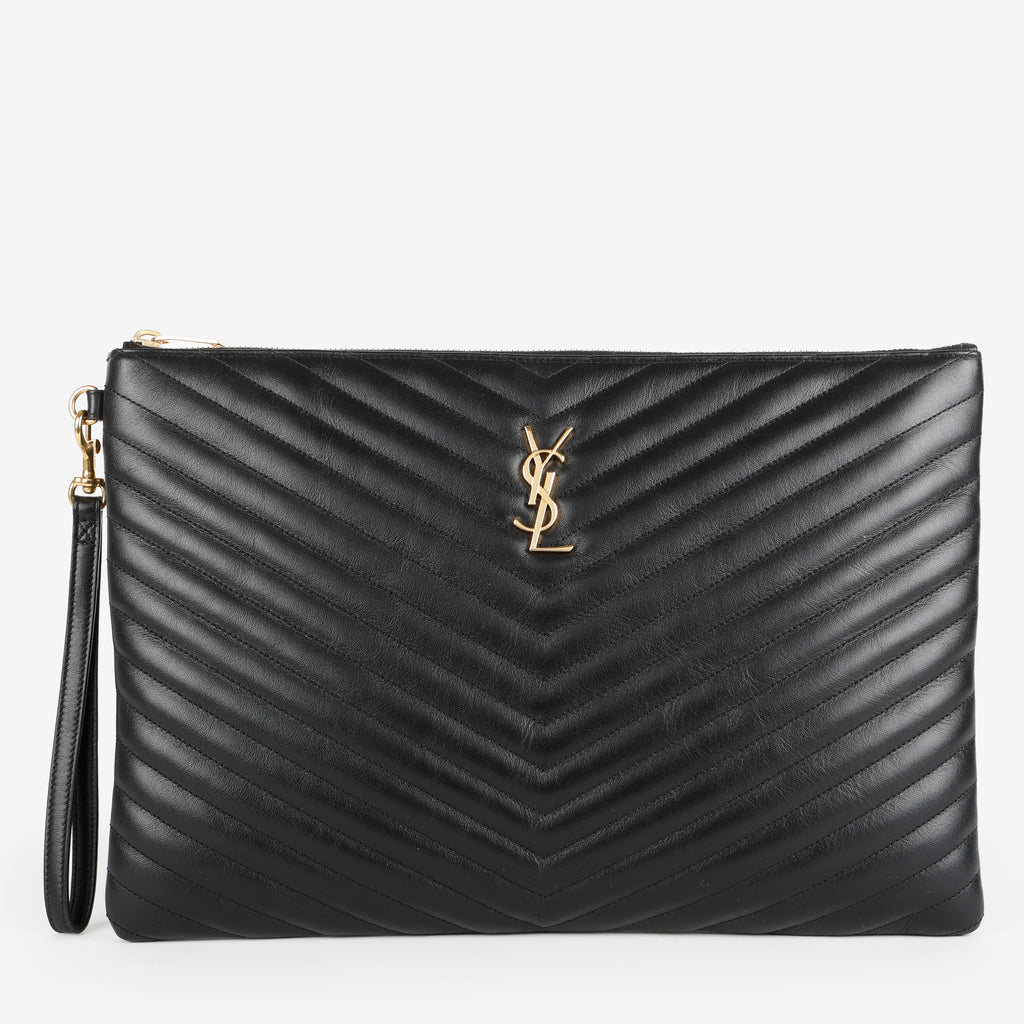 Large Cassandre Pouch, Black Calfskin