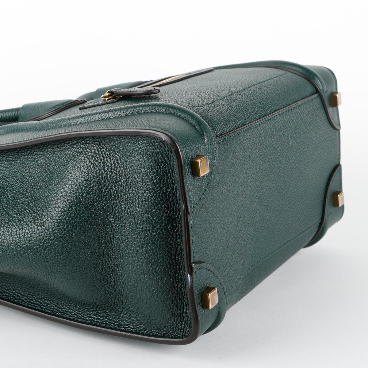 Micro Luggage Tote, Green Grained Calfskin