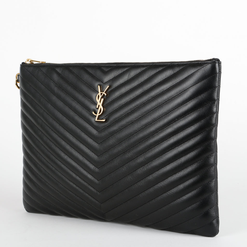 Large Cassandre Pouch, Black Calfskin