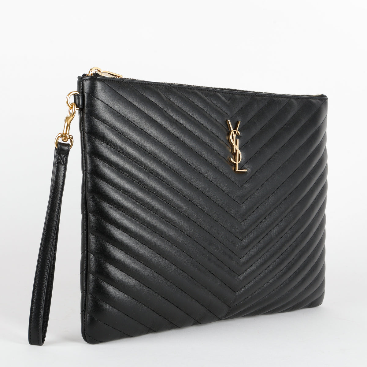 Large Cassandre Pouch, Black Calfskin