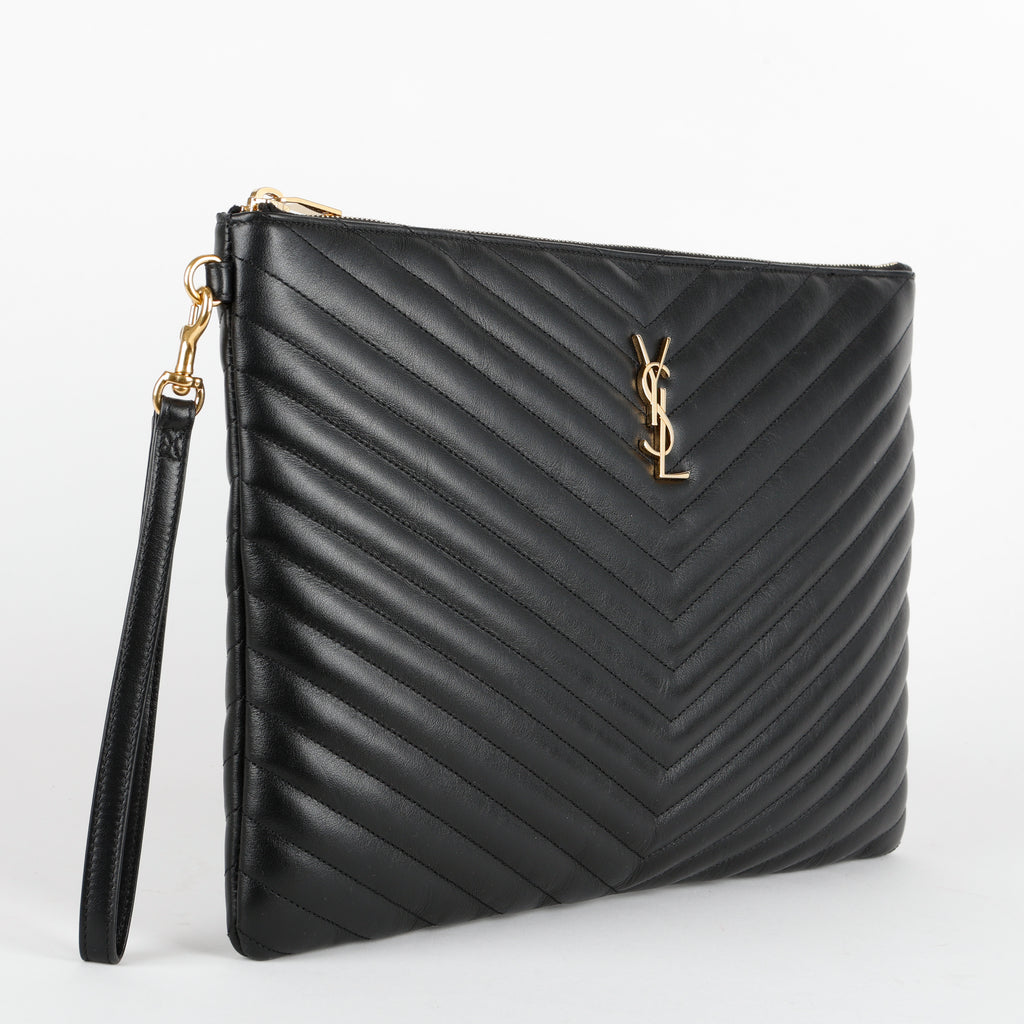 Large Cassandre Pouch, Black Calfskin