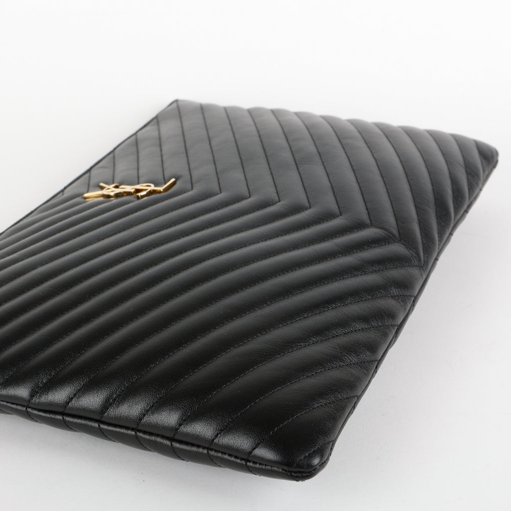 Large Cassandre Pouch, Black Calfskin