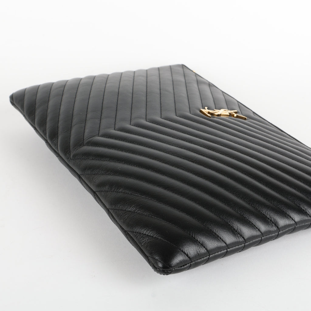 Large Cassandre Pouch, Black Calfskin