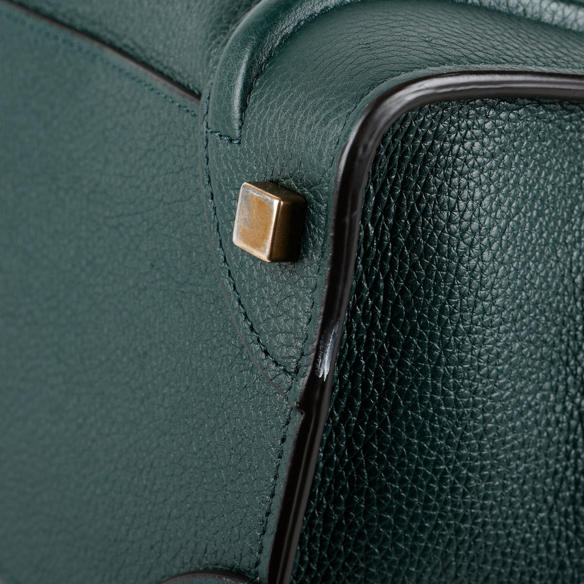 Micro Luggage Tote, Green Grained Calfskin
