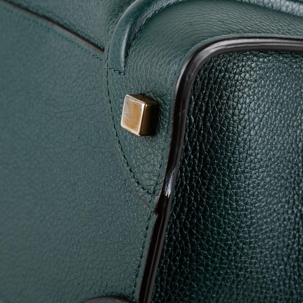 Micro Luggage Tote, Green Grained Calfskin