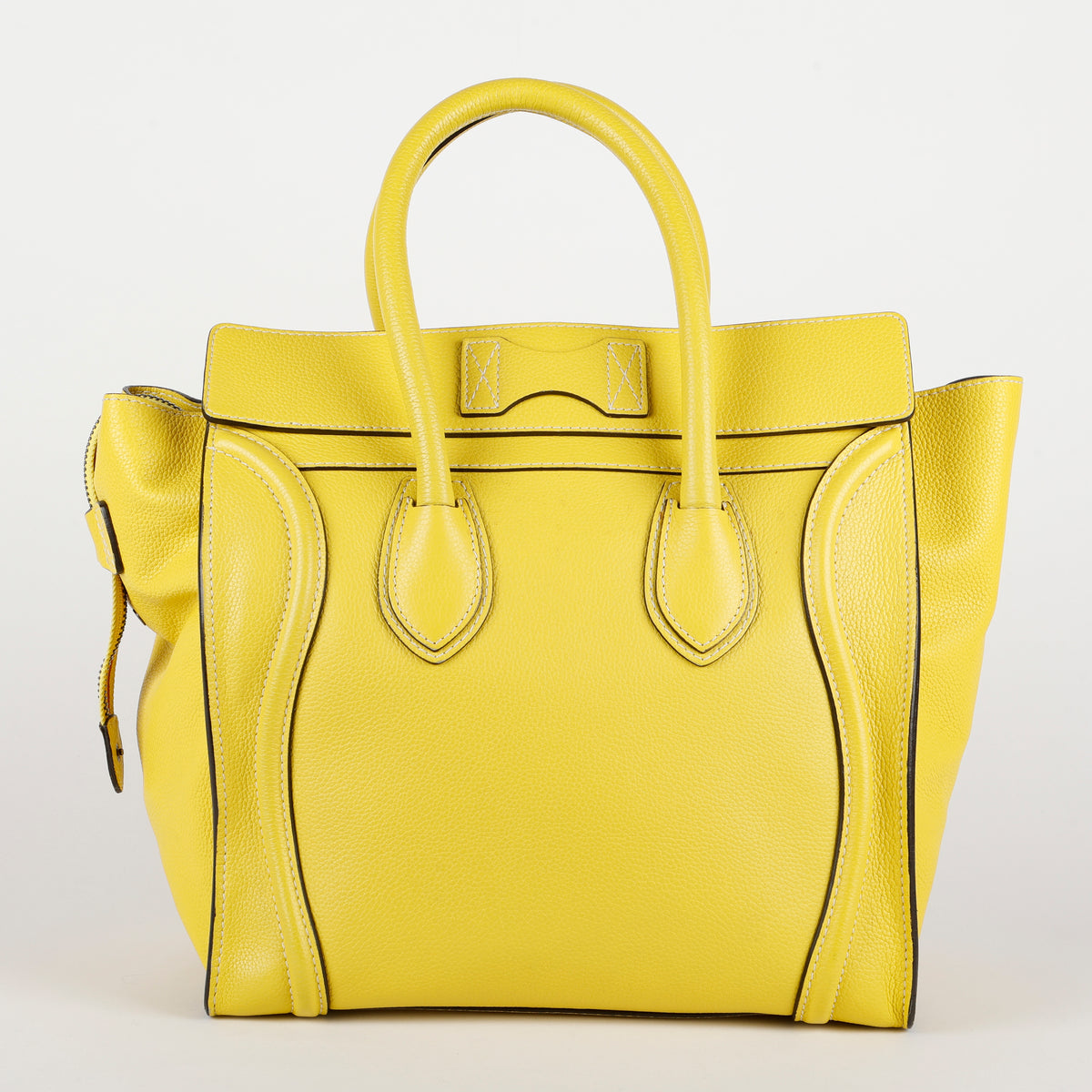 Mini Luggage Tote, Yellow Grained Calfskin