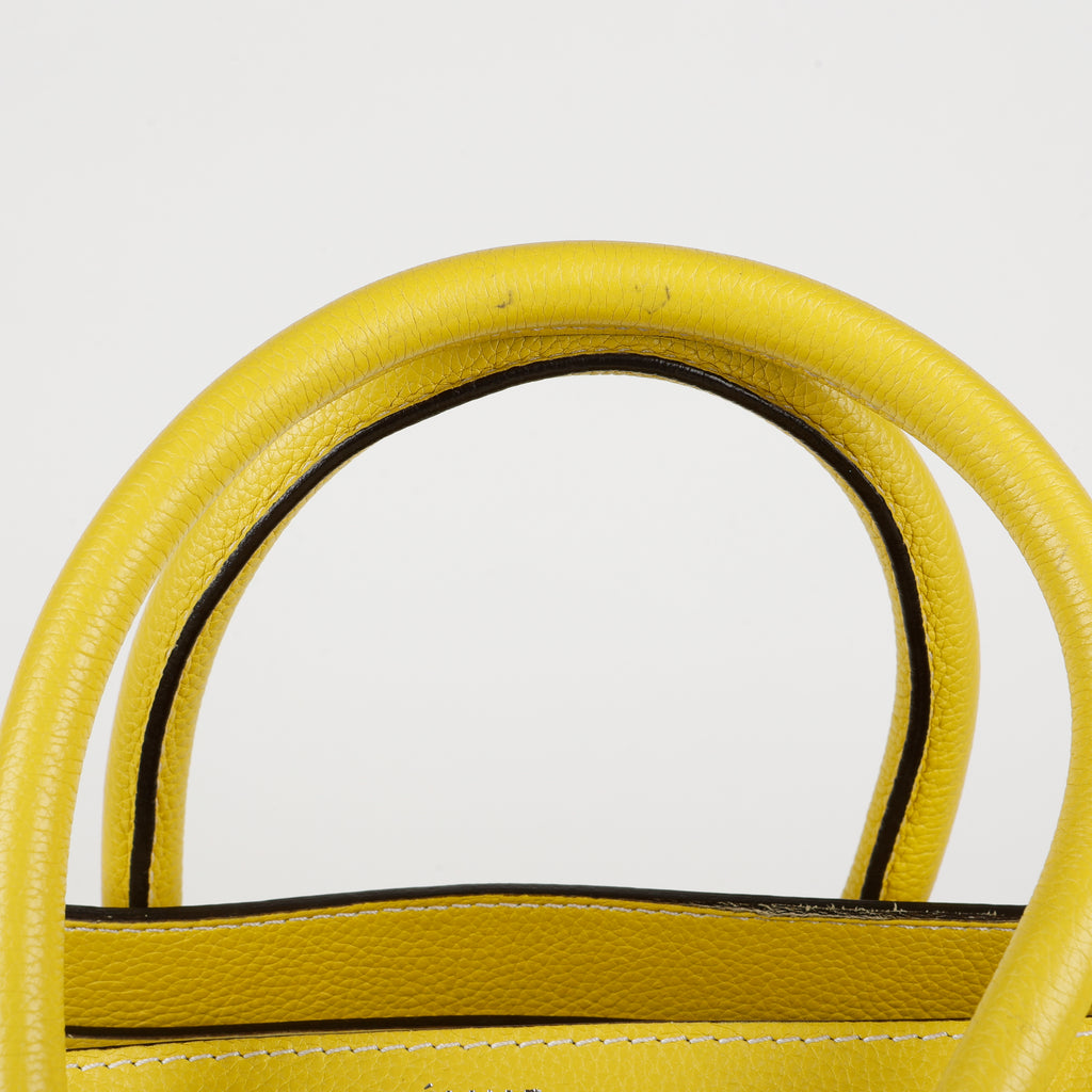 Mini Luggage Tote, Yellow Grained Calfskin
