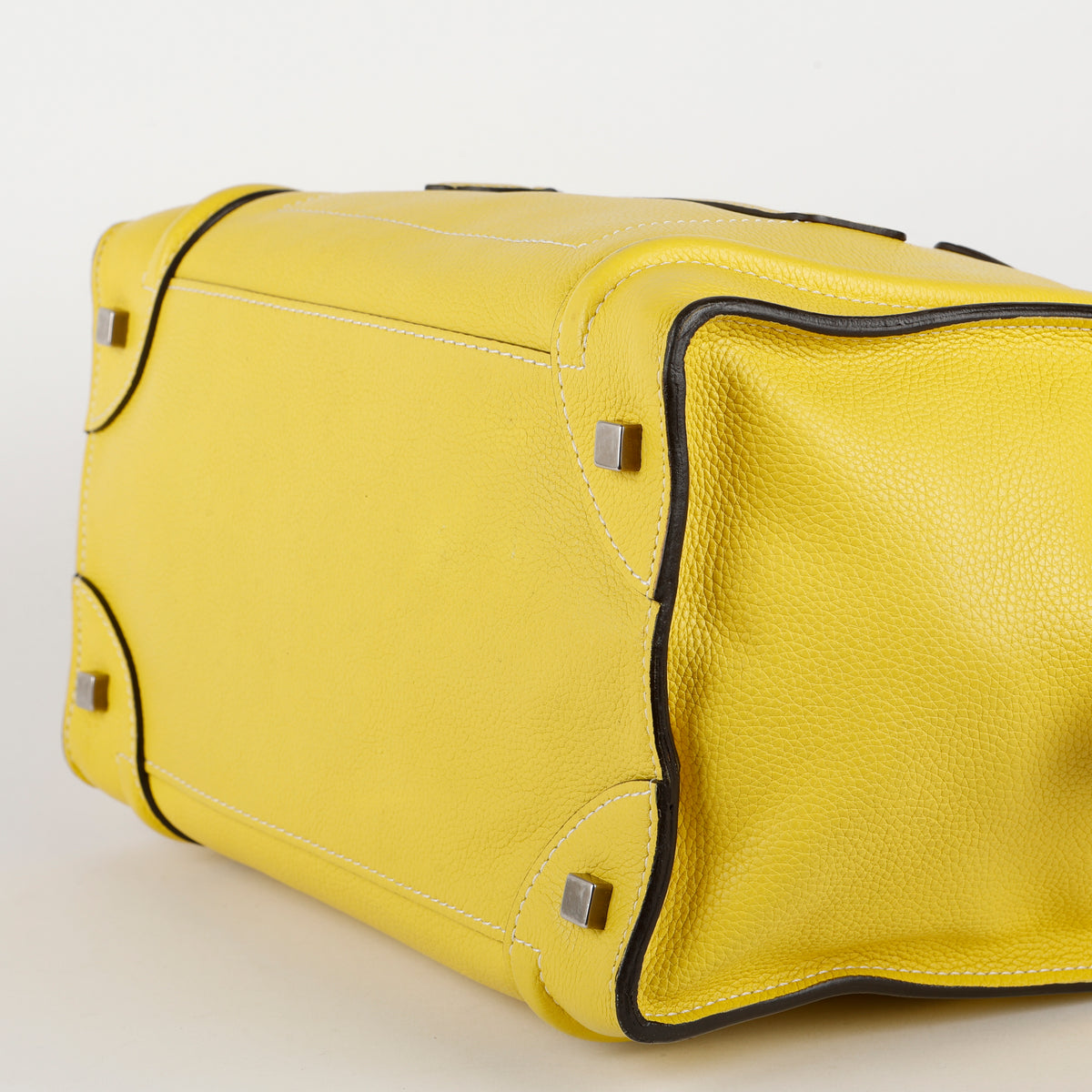 Mini Luggage Tote, Yellow Grained Calfskin