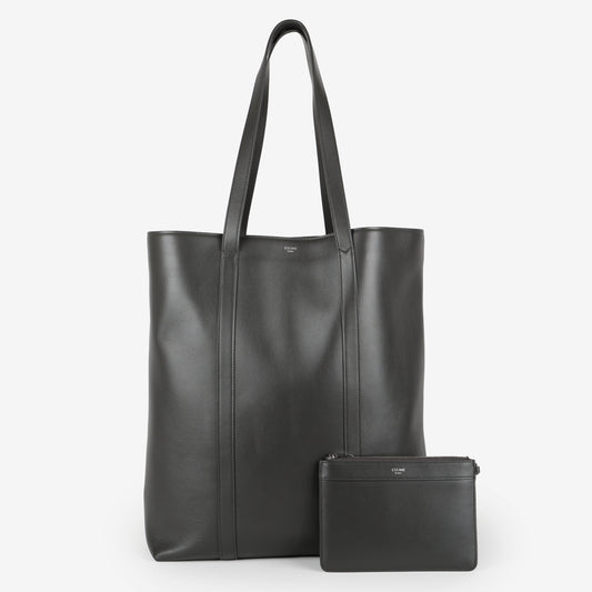 Museum Shopper Tote, Grey Smooth Calfskin