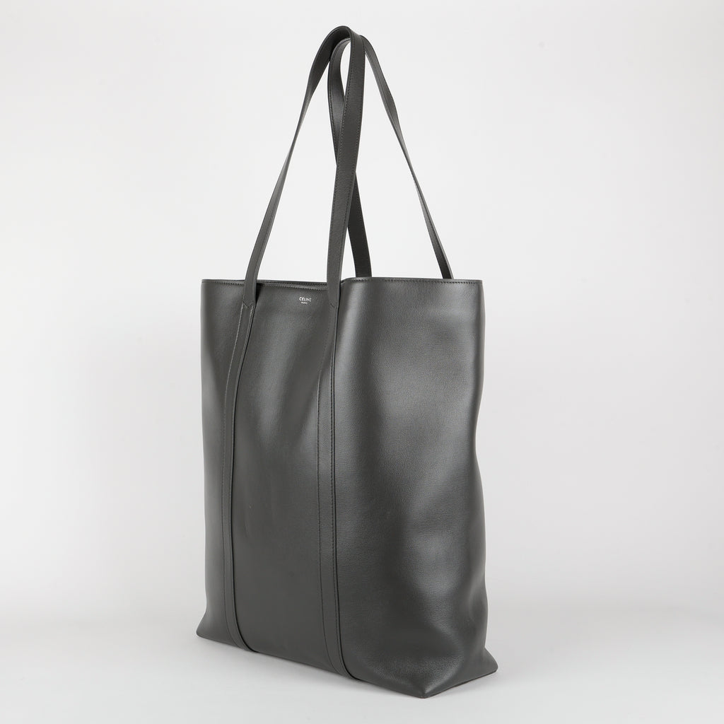 Museum Shopper Tote, Grey Smooth Calfskin