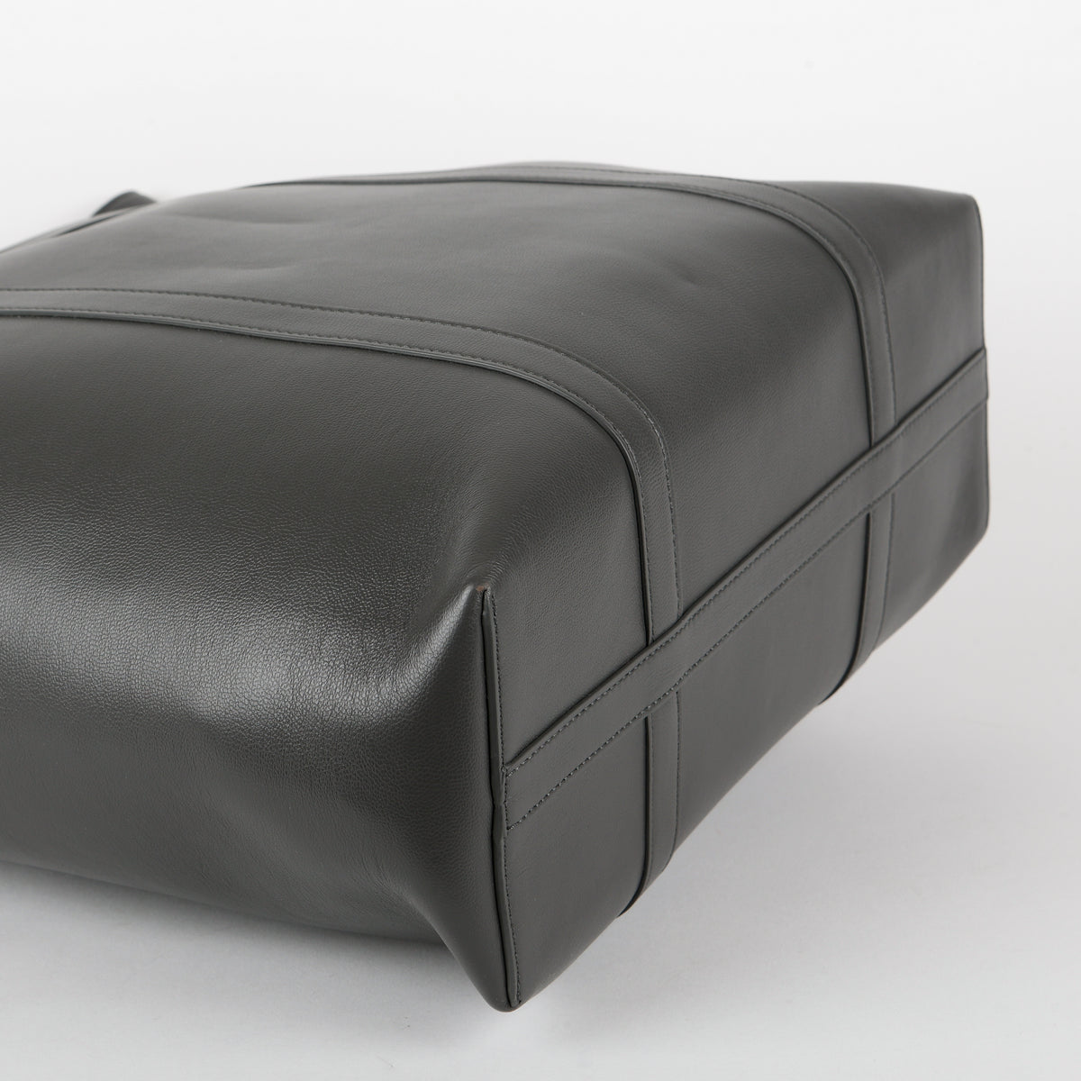 Museum Shopper Tote, Grey Smooth Calfskin