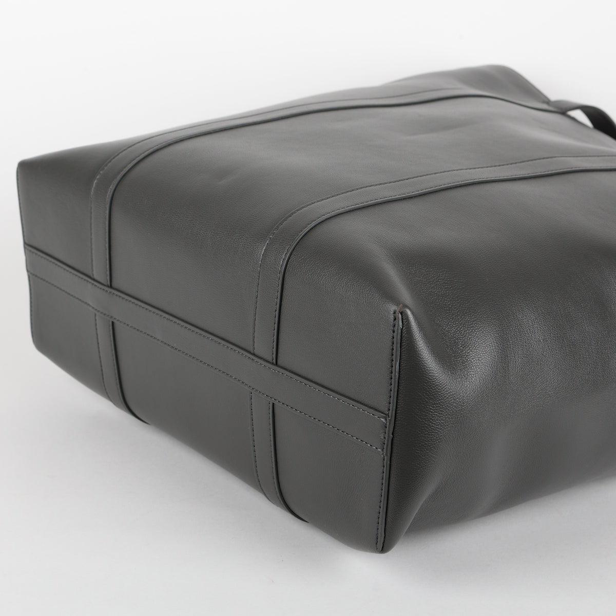 Museum Shopper Tote, Grey Smooth Calfskin