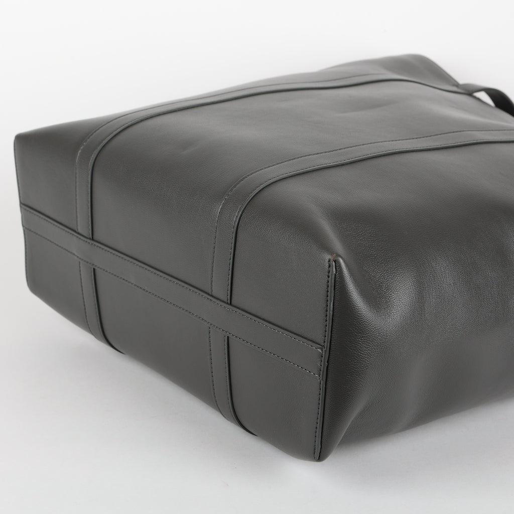 Museum Shopper Tote, Grey Smooth Calfskin