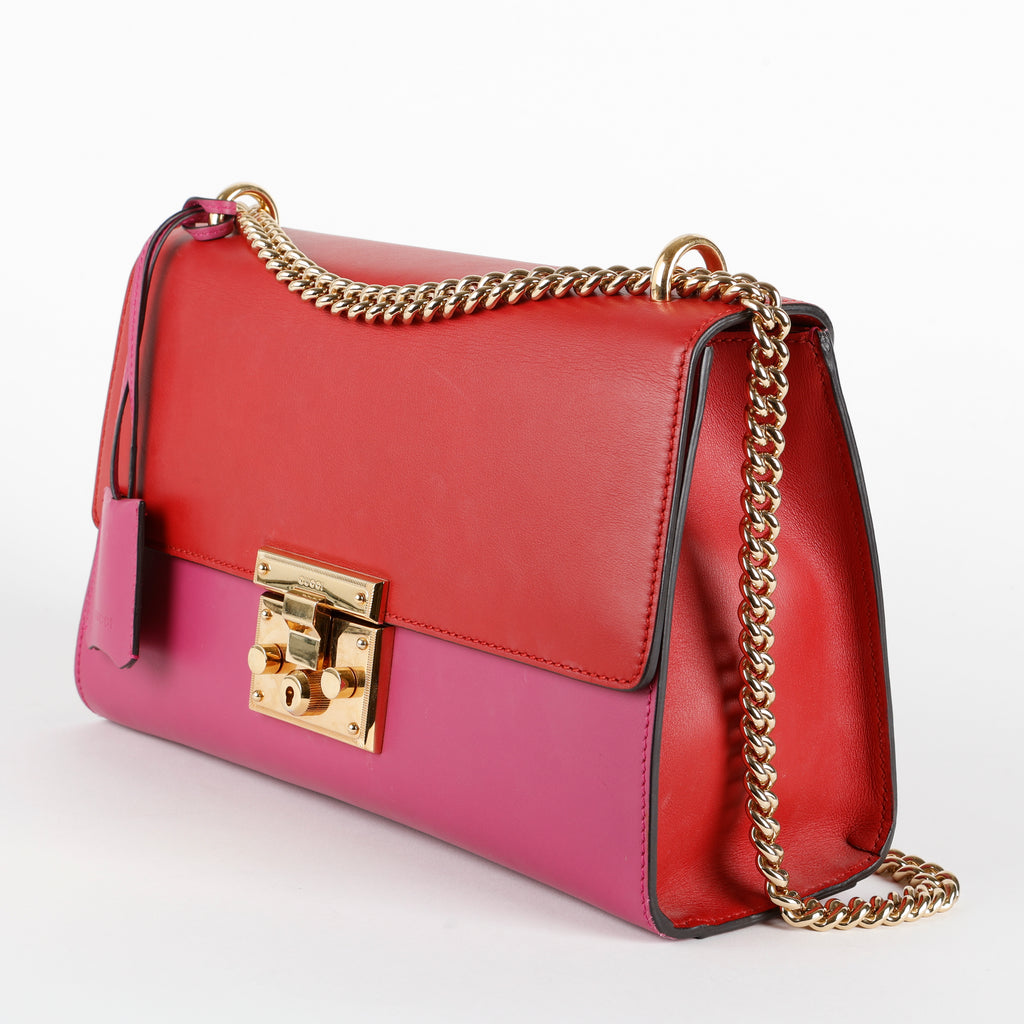 Medium Padlock Shoulder Bag, Red/Pink