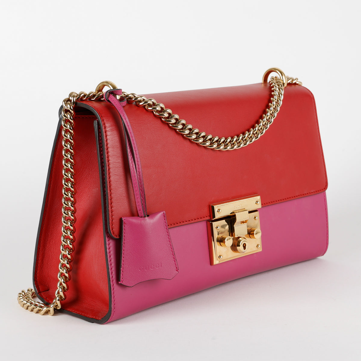 Medium Padlock Shoulder Bag, Red/Pink