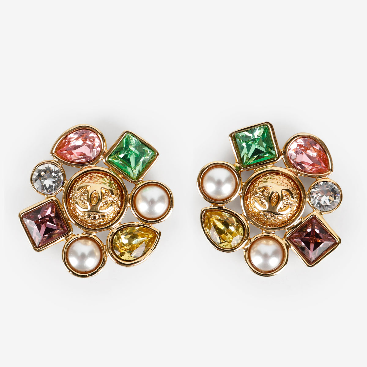 Multi-Stone/Pearl CC Cruise Cluster Earrings