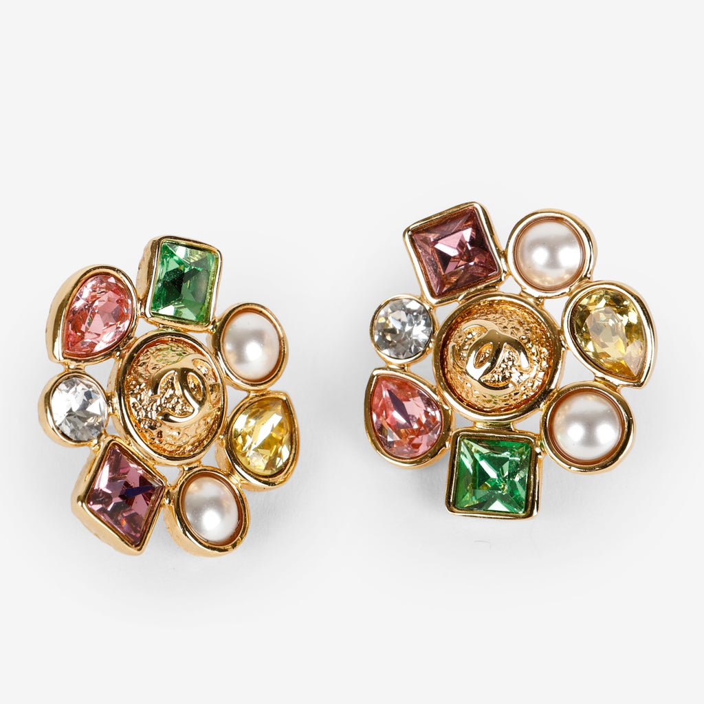 Multi-Stone/Pearl CC Cruise Cluster Earrings
