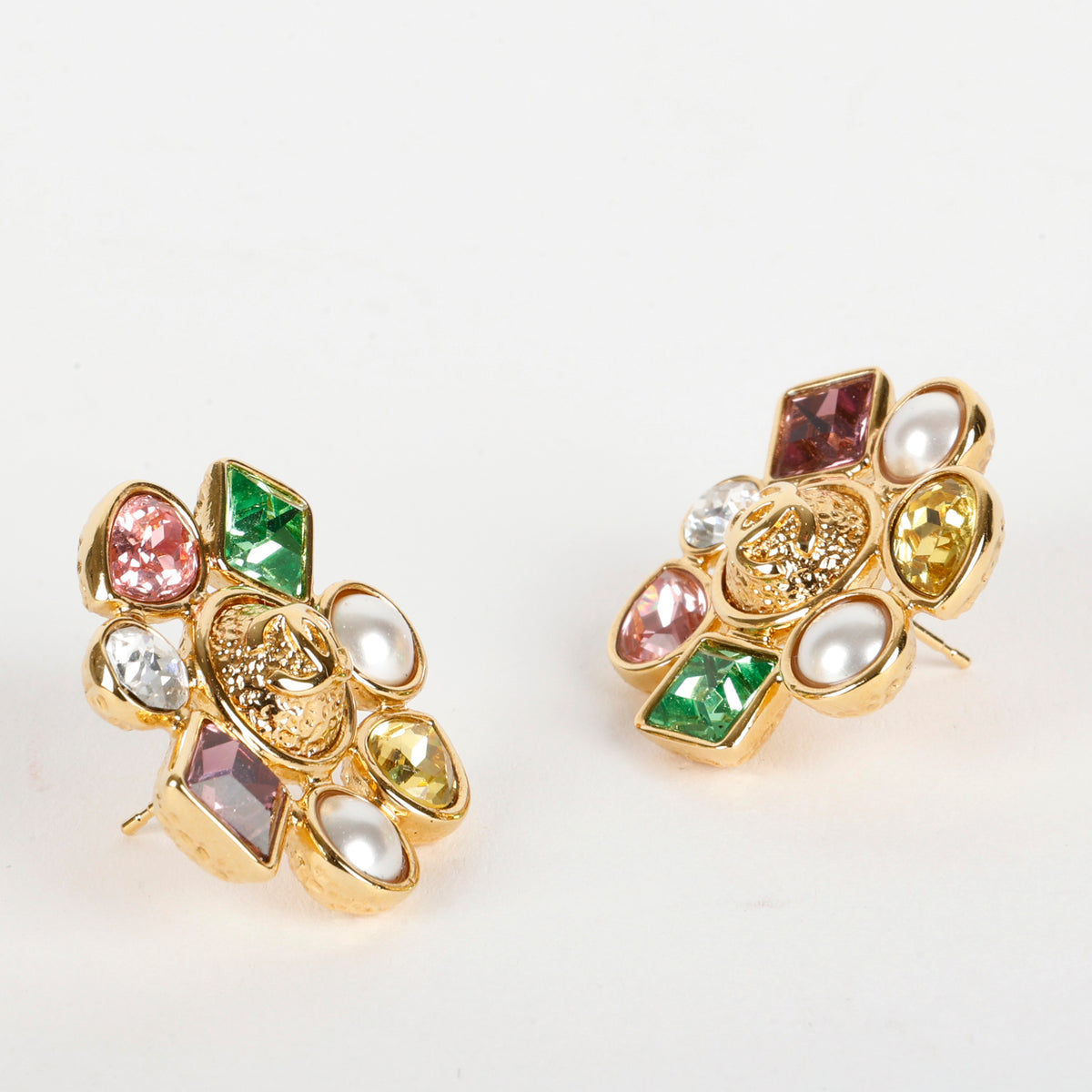 Multi-Stone/Pearl CC Cruise Cluster Earrings