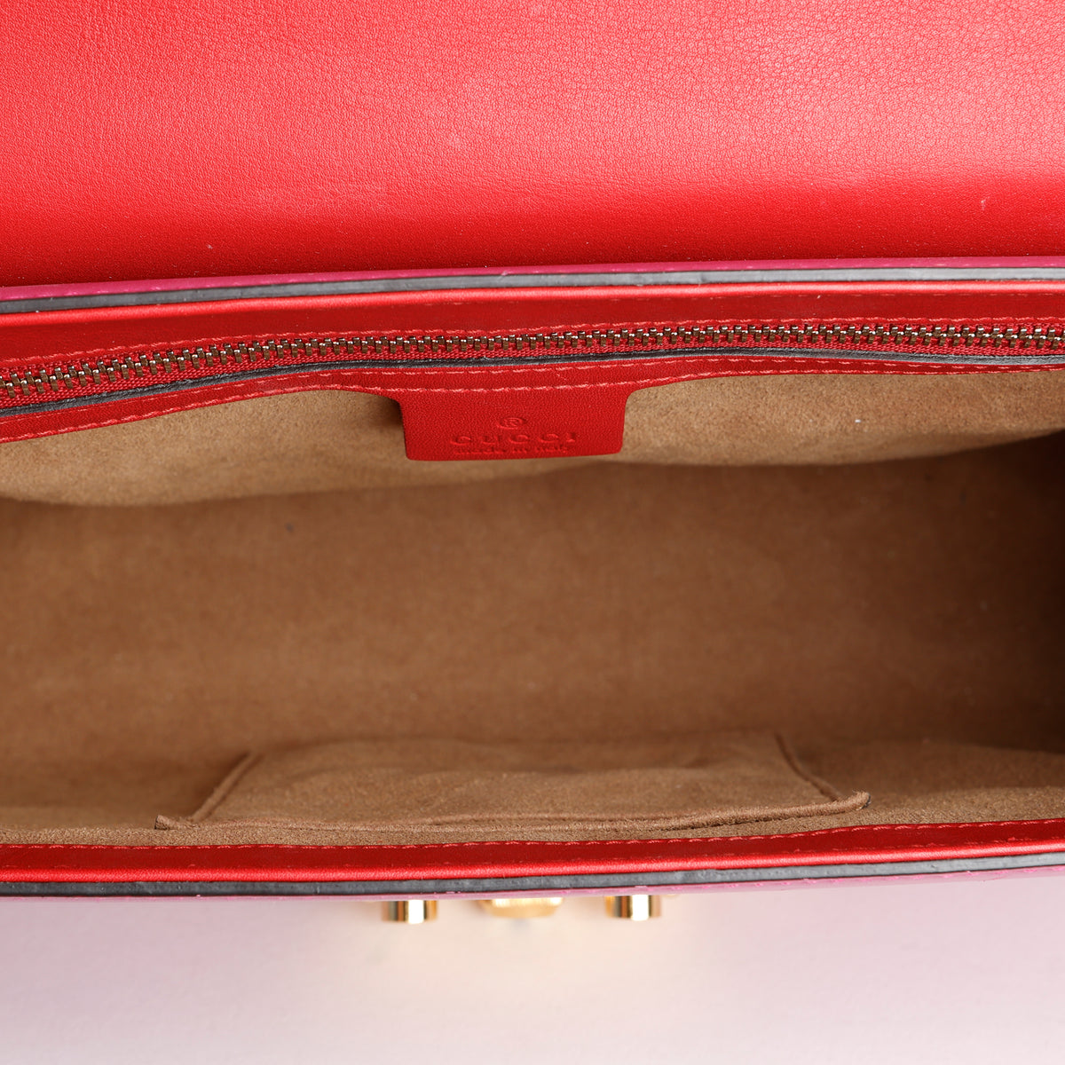 Medium Padlock Shoulder Bag, Red/Pink