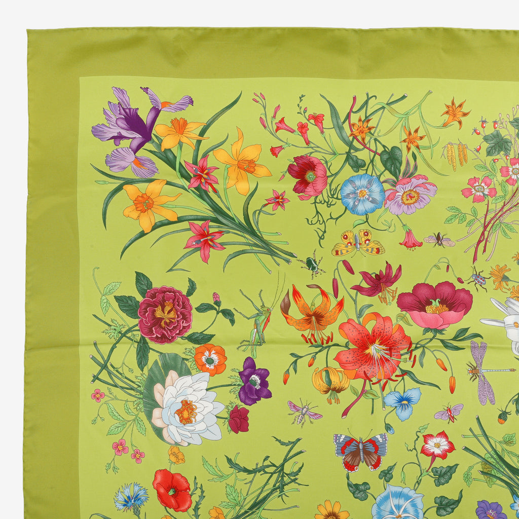Flora Silk Scarf, Green