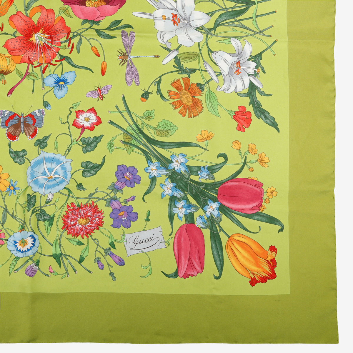 Flora Silk Scarf, Green