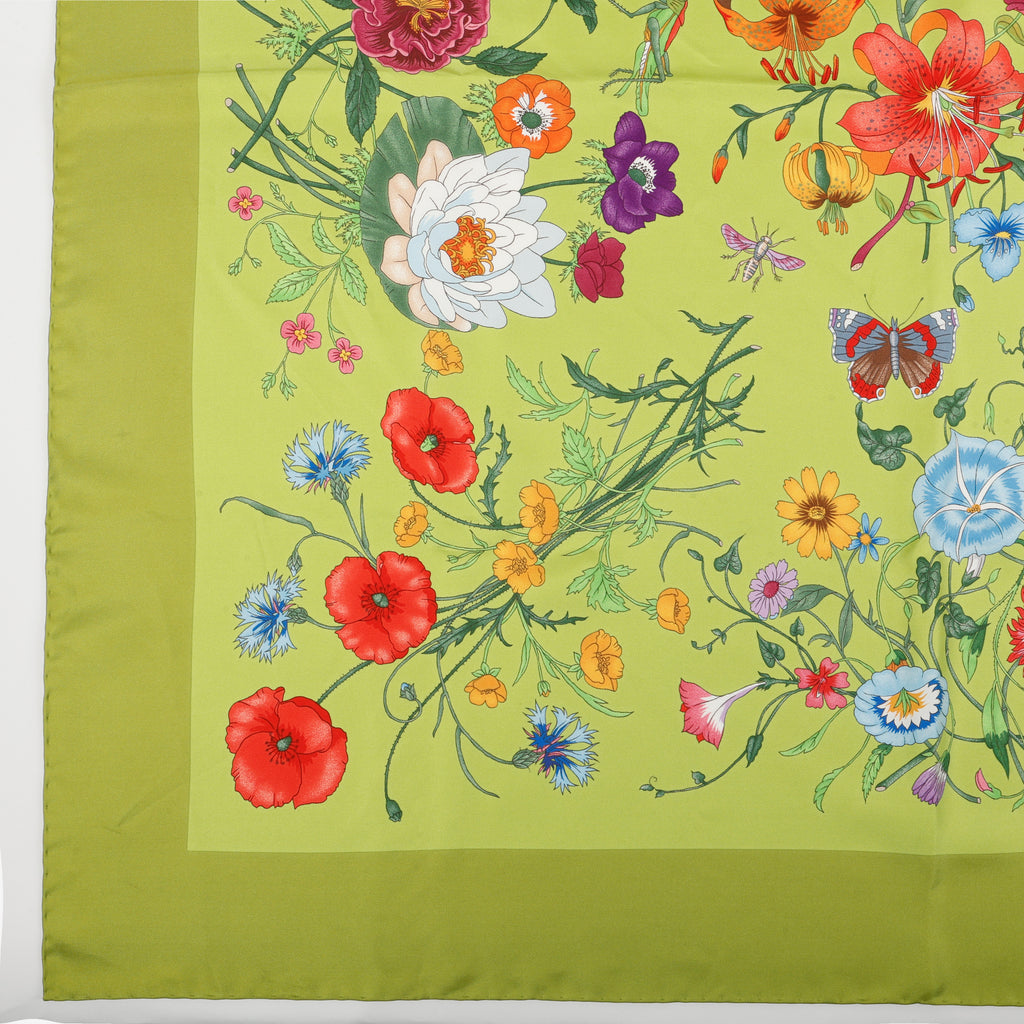 Flora Silk Scarf, Green