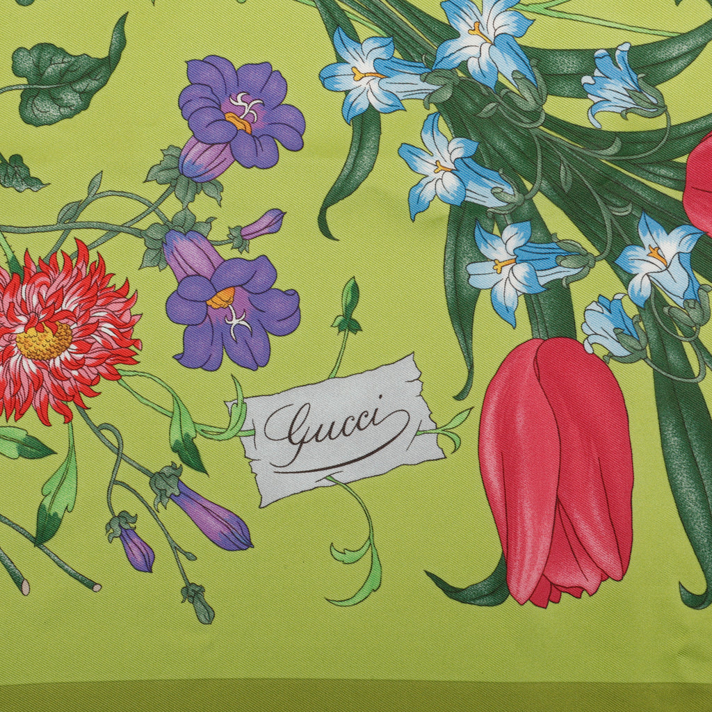 Flora Silk Scarf, Green