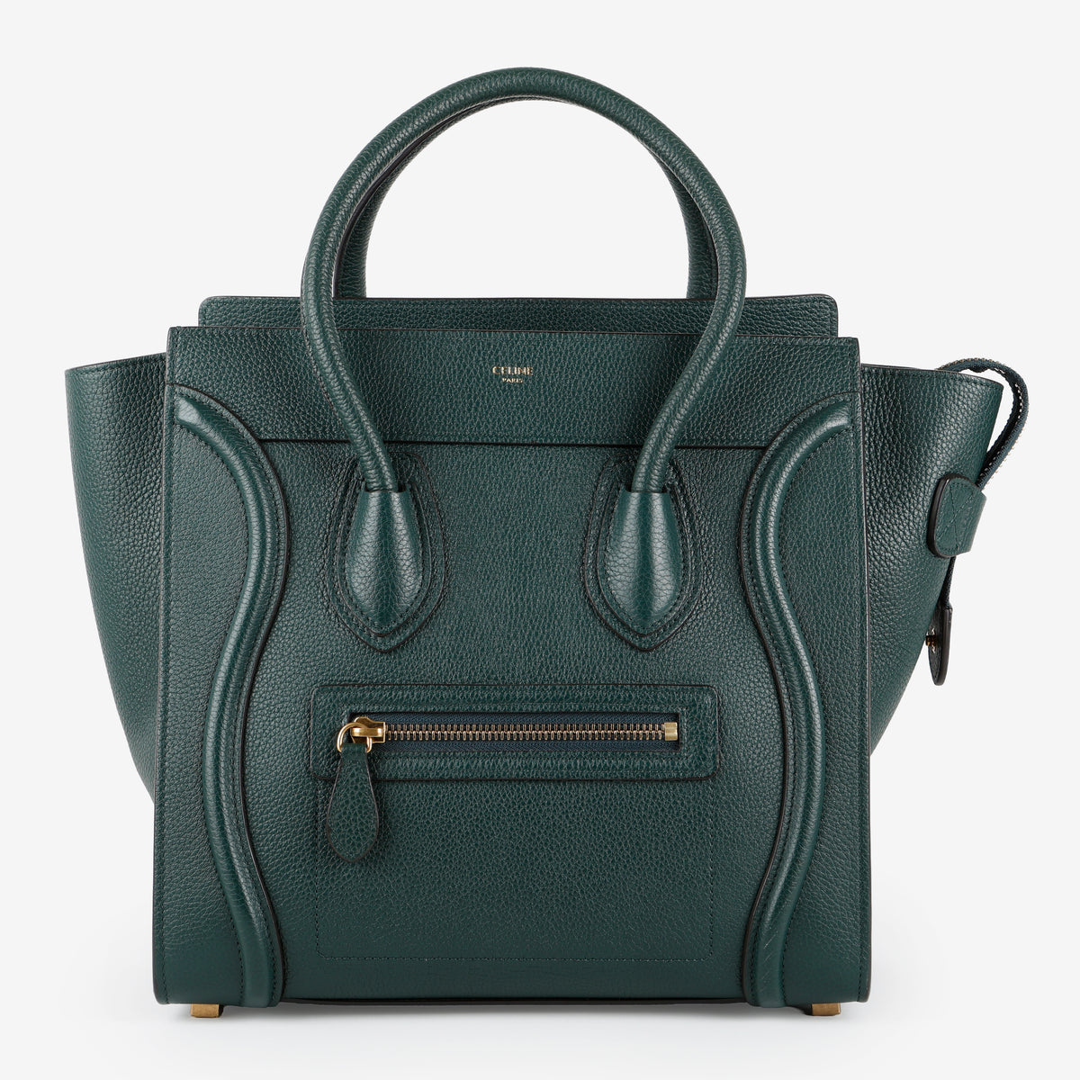 Micro Luggage Tote, Green Grained Calfskin