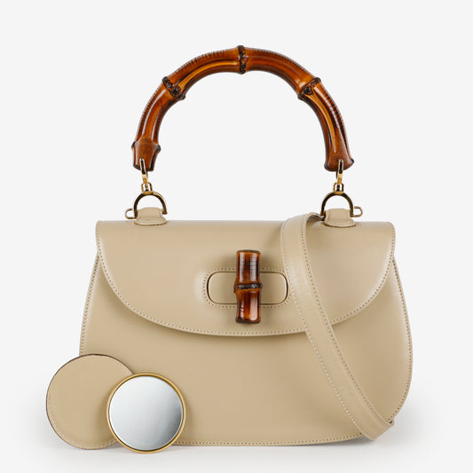 Medium Bamboo Top Handle, Beige